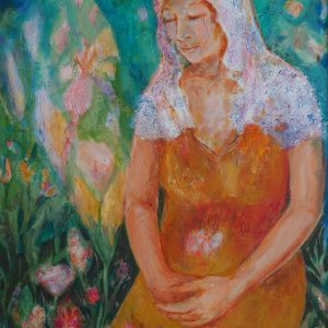 In the garden lady in the garden painting
