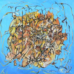 Song of the honeybee abstract painting yell and blue